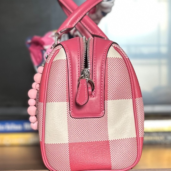 Coach Bennett Satchel in Strawberry Buffalo Plaid w/Matching Wristlet - Picture 3 of 5